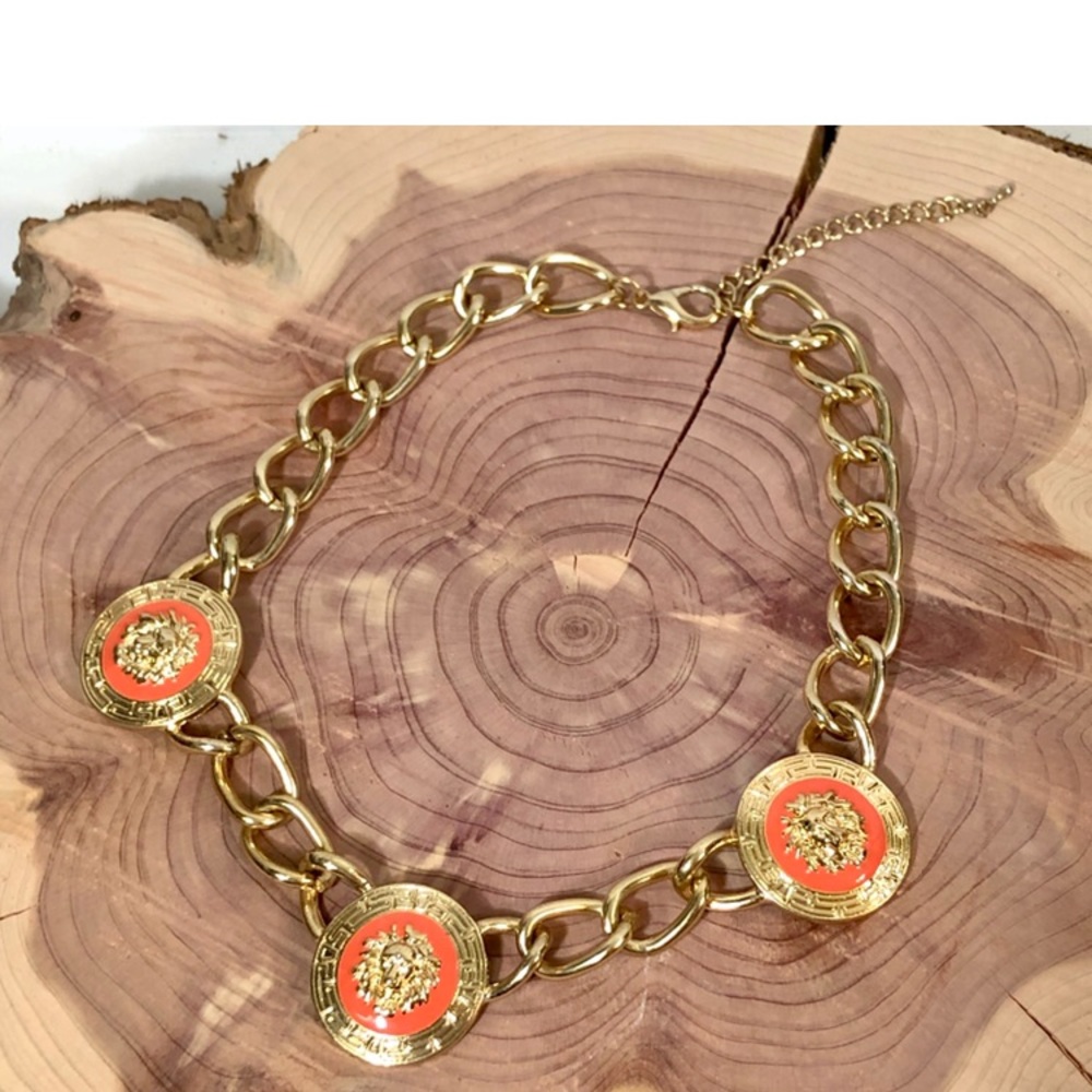 Vintage Versace Medusa Gold Chain Choker Necklace